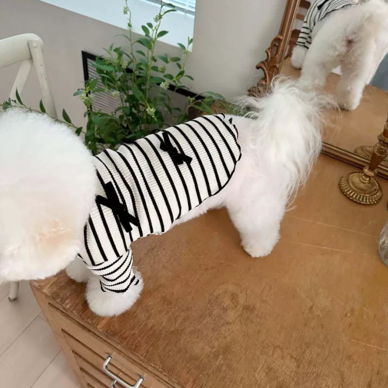 Dog Clothes for Small Dogs Dog Summer T-Shirt Pet Dog Skirt Black White Retro Dresses Puppy Costume Chihuahua Bichon Clothing