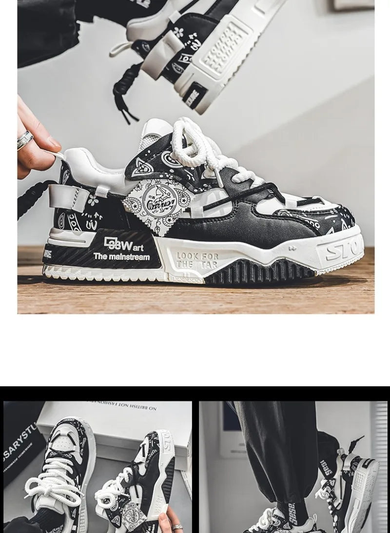 Sneakers for Men Fashion Brand Casual Shoes Youth Student Skateboard Shoes for Men Lace Up Vulcanized Shoes Platform Shoe Tennis