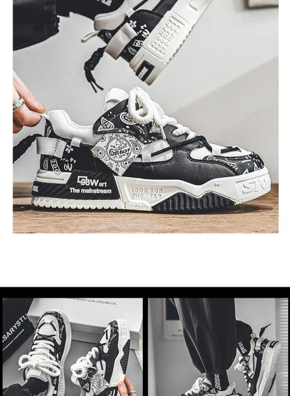 Sneakers for Men Fashion Brand Casual Shoes Youth Student Skateboard Shoes for Men Lace Up Vulcanized Shoes Platform Shoe Tennis