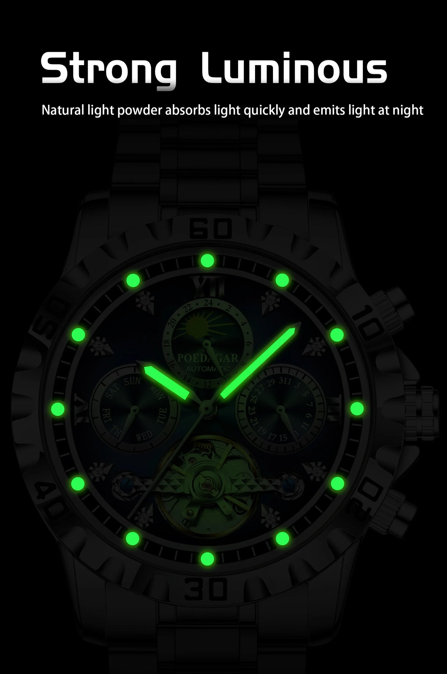 POEDAGAR Business Top Watch For Man Hollow Tourbillon Automatic Men&