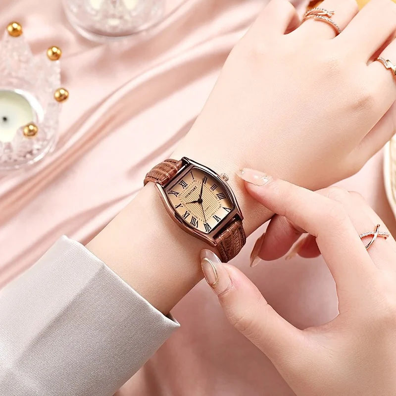 Watches for Woman Small Ladies Wristwatches Retro Brown Leather Bracelet Watch Quartz Wristwatches Reloj Mujer Relogio Feminino