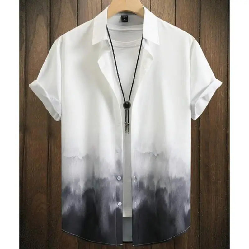 Fashion Shirt For Men 3d Ink Painting Prints Men&