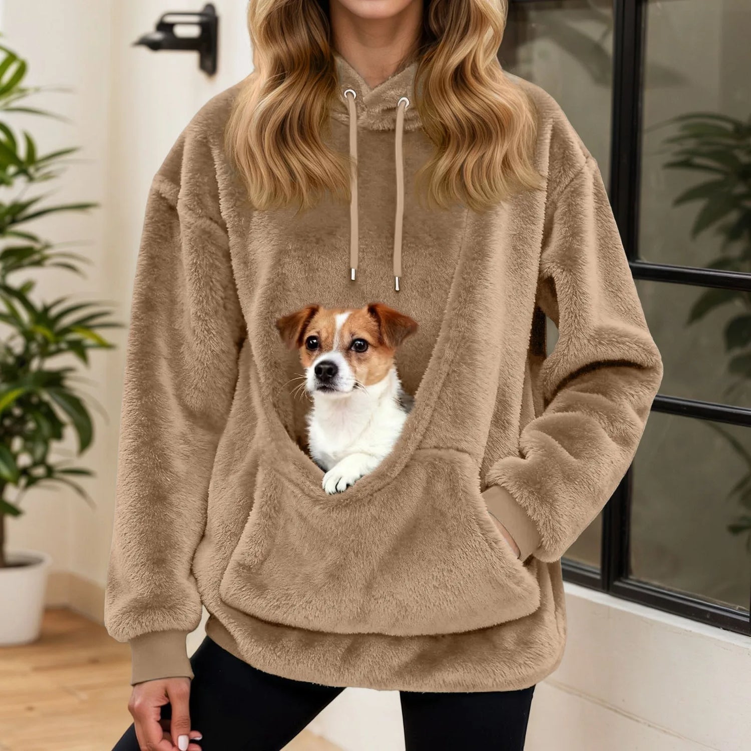 2025 Hot Sale Hoodie Womens Fall And Winter Casual Fleece Solid Color Pet Pocket Hooded Sweatshirt Funny Pullover For Women