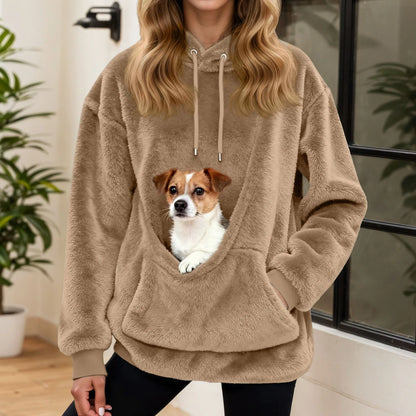 2025 Hot Sale Hoodie Womens Fall And Winter Casual Fleece Solid Color Pet Pocket Hooded Sweatshirt Funny Pullover For Women