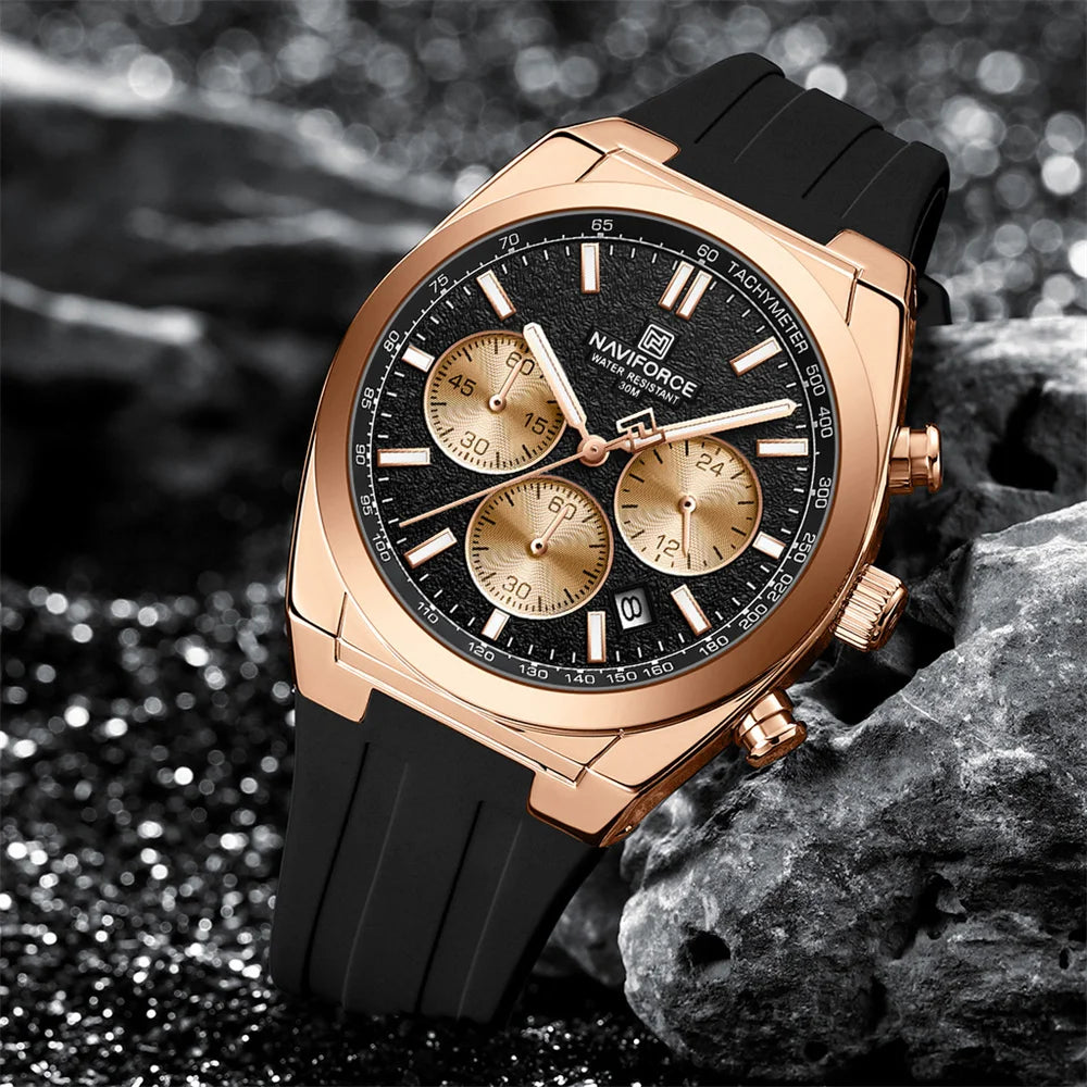 NAVIFORCE Men Watch Sport Top Brand Luxury Military Chronograph Date Original Wristwatch Waterproof Quartz Male Clock Gift 8080