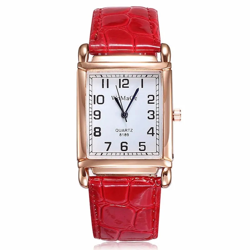 Classic Luxury Women Quartz Watches Fashion Square Dial Analog Wristwatch PU Leather Watchband Clock Simple Elegant Ladies Watch