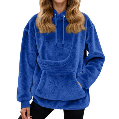 2025 Hot Sale Hoodie Womens Fall And Winter Casual Fleece Solid Color Pet Pocket Hooded Sweatshirt Funny Pullover For Women
