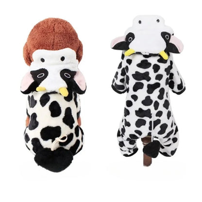Dog Clothing Autumn Winter Thickened Coral Velvet Thermal Insulation Teddy Puppy Clothes Warm Garment Dinosaur Cream Dress Up