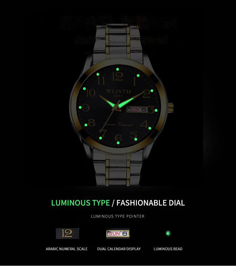 Quartz Watch Digital Elderly Professional Night Light Watch Calendar Waterproof Gift Watch