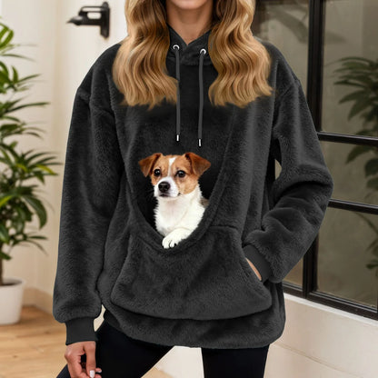 2025 Hot Sale Hoodie Womens Fall And Winter Casual Fleece Solid Color Pet Pocket Hooded Sweatshirt Funny Pullover For Women