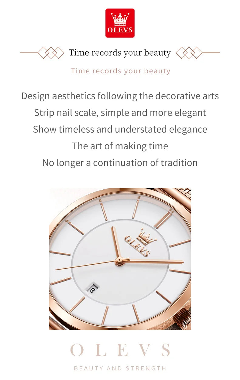 OLEVS Watches For Women Quartz Waterproof Watch Luxury Lady&