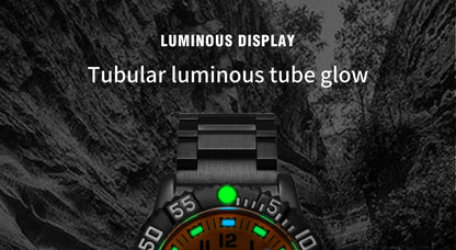 ADDIESDIVE Fashion Orange Dial Quartz Watch Waterproof Super Luminous Wristwatch Stainless Steel Strap Alloy Case Men&