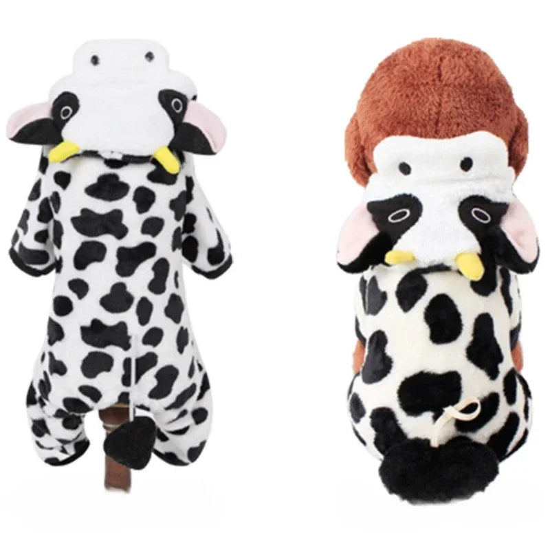 Dog Clothing Autumn Winter Thickened Coral Velvet Thermal Insulation Teddy Puppy Clothes Warm Garment Dinosaur Cream Dress Up