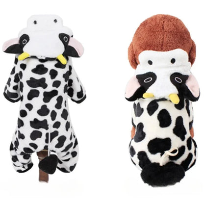 Dog Clothing Autumn Winter Thickened Coral Velvet Thermal Insulation Teddy Puppy Clothes Warm Garment Dinosaur Cream Dress Up