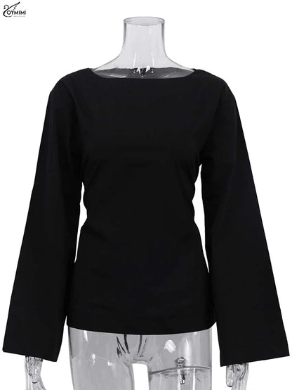 Oymimi Fashion Black Cotton Women&