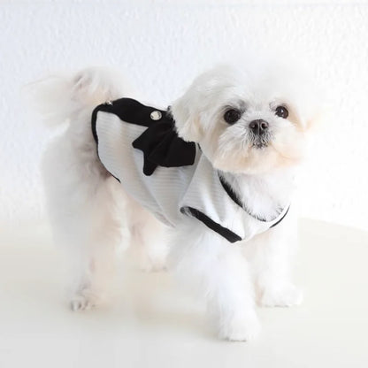 Dog Clothes for Small Dogs Dog Summer T-Shirt Pet Dog Skirt Black White Retro Dresses Puppy Costume Chihuahua Bichon Clothing