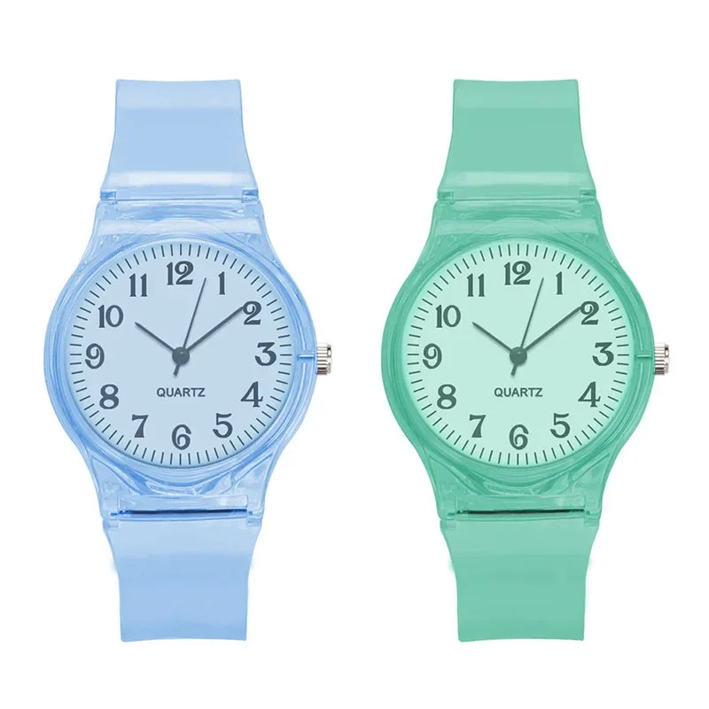 Casual Fashion Women Lady Silicone Jelly Quartz Watch Women Lovely Wristwatch Transparent Summer Candy Color Student Sport Clock