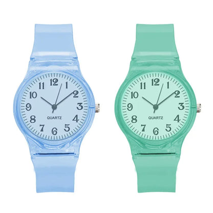 Casual Fashion Women Lady Silicone Jelly Quartz Watch Women Lovely Wristwatch Transparent Summer Candy Color Student Sport Clock
