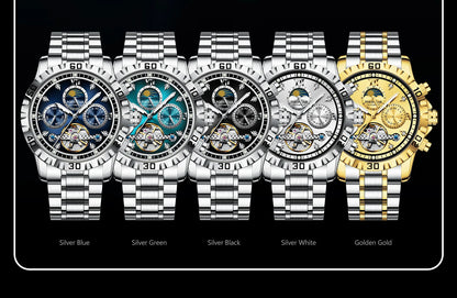 POEDAGAR Business Top Watch For Man Hollow Tourbillon Automatic Men&