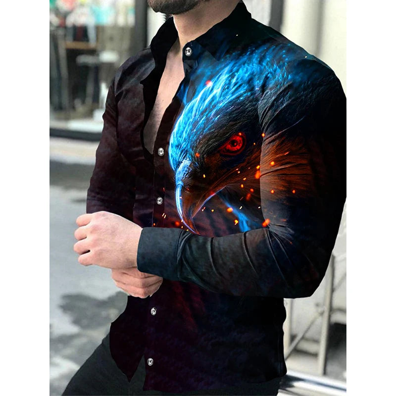 New Luxury Eagle Shirts American FLag 3d Printed Shirts Men Fashion Shirt Hawaiian Casual Beach Cardigan Blouse Men&