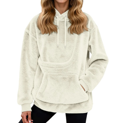 2025 Hot Sale Hoodie Womens Fall And Winter Casual Fleece Solid Color Pet Pocket Hooded Sweatshirt Funny Pullover For Women