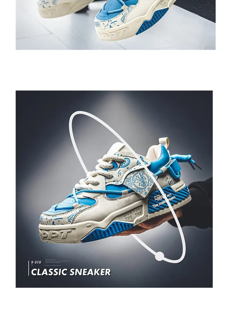 Sneakers for Men Fashion Brand Casual Shoes Youth Student Skateboard Shoes for Men Lace Up Vulcanized Shoes Platform Shoe Tennis