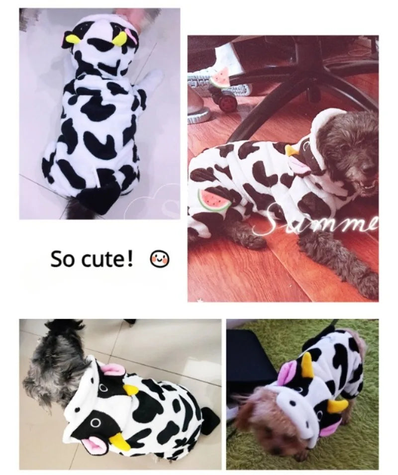 Dog Clothing Autumn Winter Thickened Coral Velvet Thermal Insulation Teddy Puppy Clothes Warm Garment Dinosaur Cream Dress Up