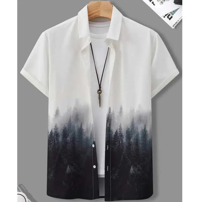 Fashion Shirt For Men 3d Ink Painting Prints Men&