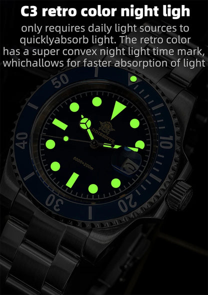 ADDIESDIVE AD2054 Quartz Watch 200M Waterproof Stainless Steel Men&
