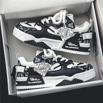 Sneakers for Men Fashion Brand Casual Shoes Youth Student Skateboard Shoes for Men Lace Up Vulcanized Shoes Platform Shoe Tennis