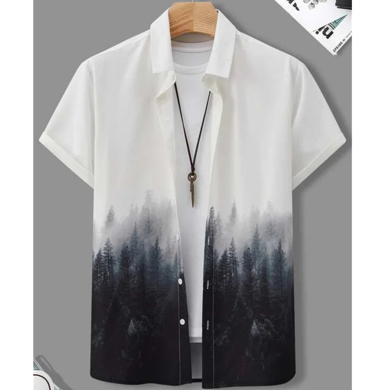 Fashion Shirt For Men 3d Ink Painting Prints Men&