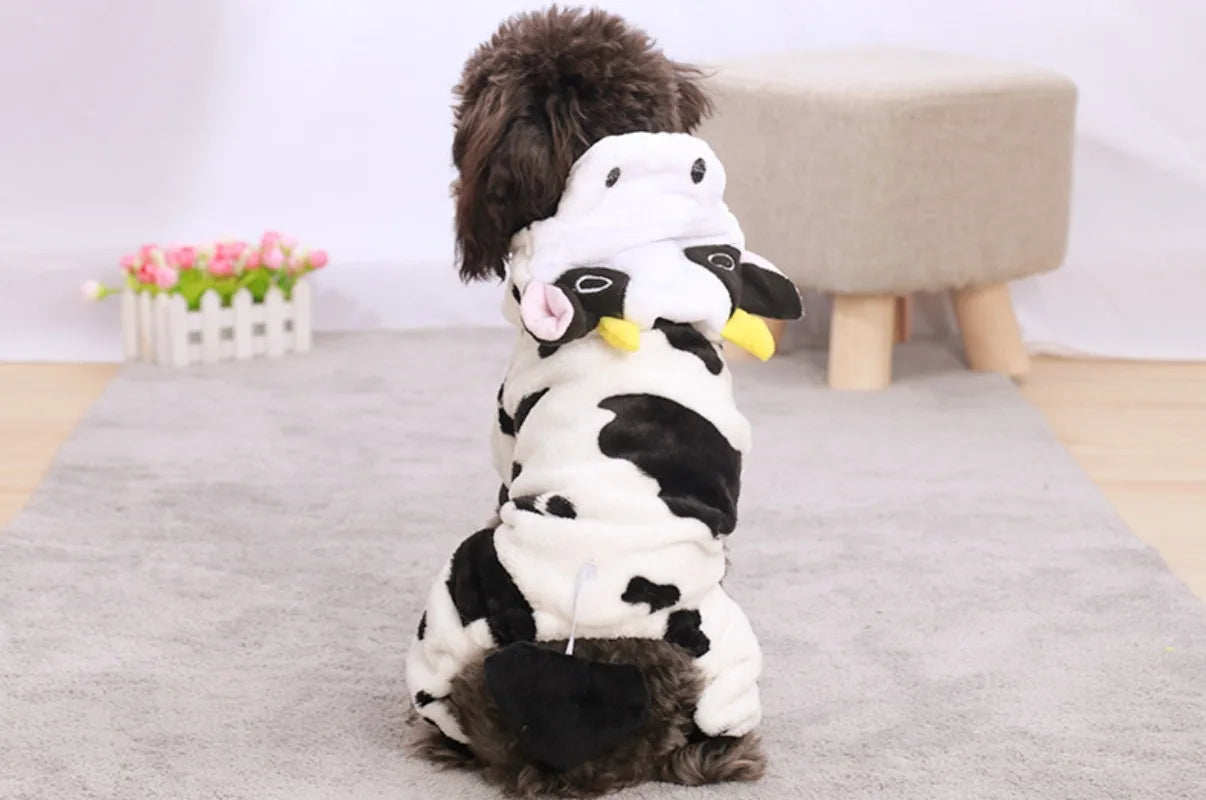 Dog Clothing Autumn Winter Thickened Coral Velvet Thermal Insulation Teddy Puppy Clothes Warm Garment Dinosaur Cream Dress Up