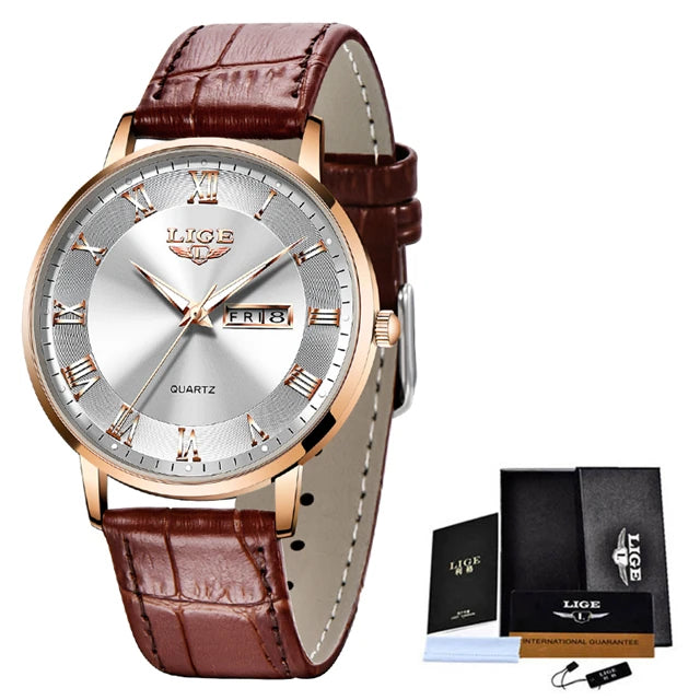 LIGE Women Watch Bracelet Quartz Clock Movement Simple Waterproof Rose Gold Stainless Steel Mesh Ladies Watches Relogio Feminino