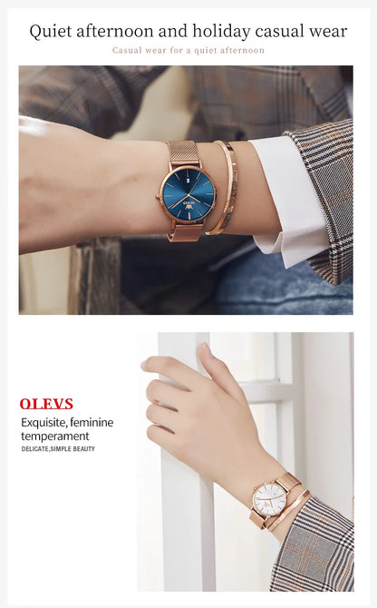 OLEVS Watches For Women Quartz Waterproof Watch Luxury Lady&