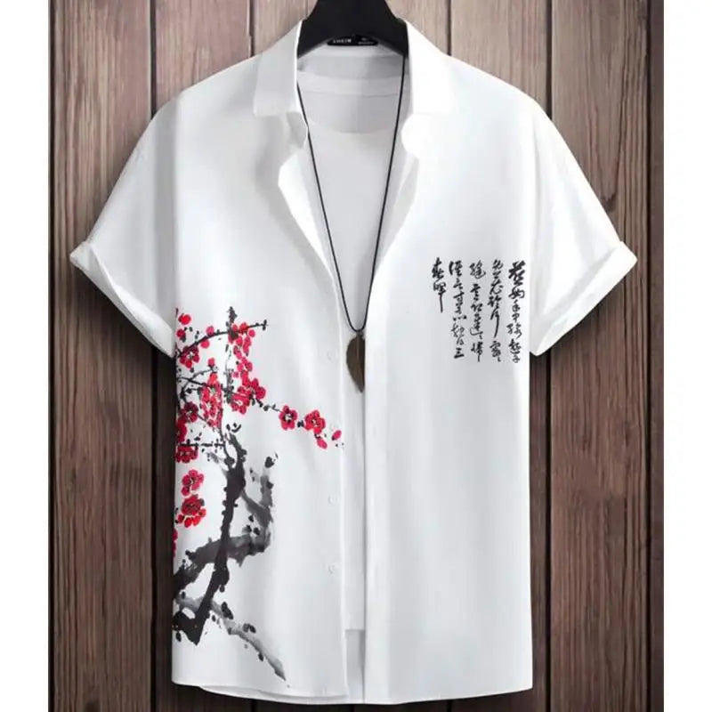 Fashion Shirt For Men 3d Ink Painting Prints Men&