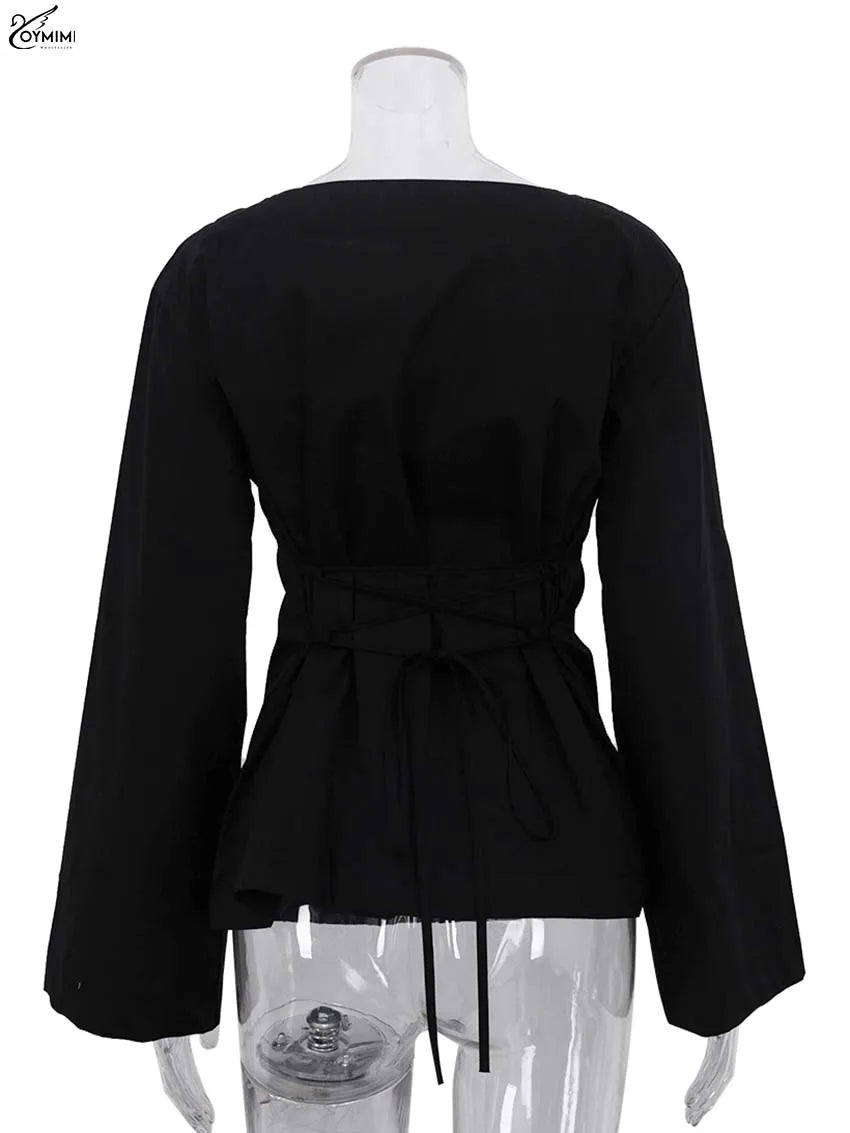 Oymimi Fashion Black Cotton Women&